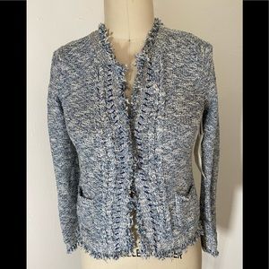 Anthropologie all the blues fringed jacket cardi